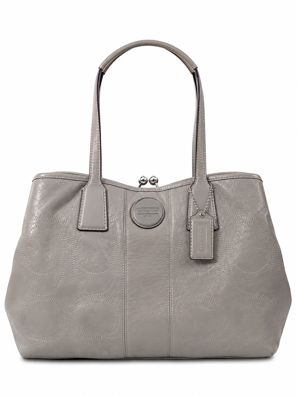 HOST PICK Authentic Coach Signature Stitch Carryall Purse Bag Gray Quiet Luxury